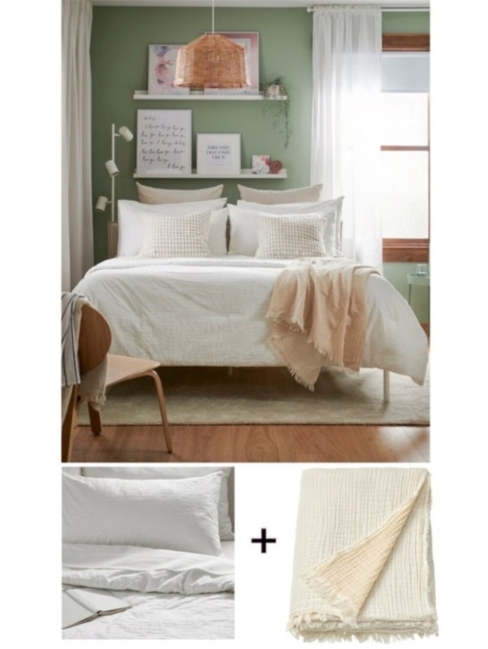 OFELIA VASS Comforter set with Cream Throw Blanket